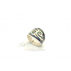 Traditional 925 Sterling silver ring .Band Style size no.25 enamel work